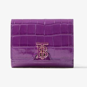 Auth. Burberry Leather TB Compact Wallet in Thistle - NIB!